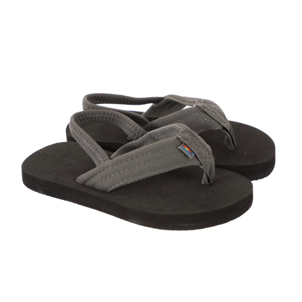 Rainbow Grombow Sandals Kids Size 7/8 Dark Grey Slingback Flip-flops Waterproof